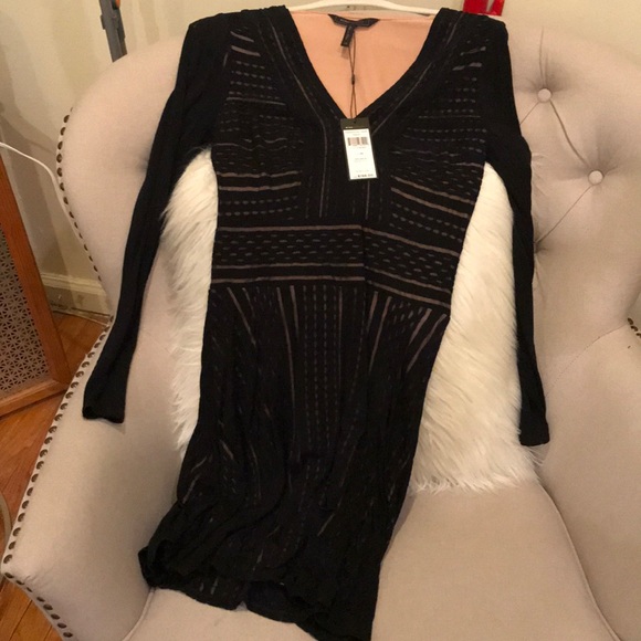BCBG! Black sheer dress with nude Iining